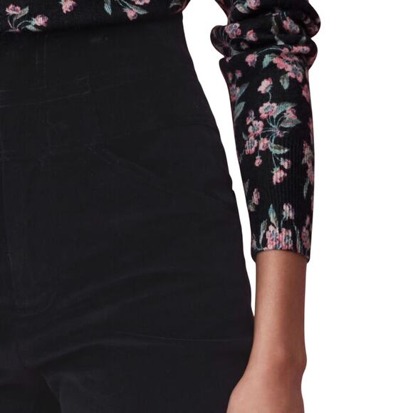 NEW Rebecca Taylor Velveteen Pants Black Velvet High Waisted Straight Leg Size 6 - Picture 6 of 10